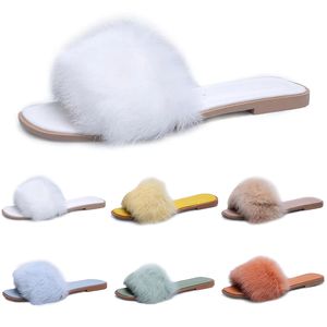 Designer fur household cotton slippers for women fashion classic pink yellow black white green sandals womens outdoor winter warm Scuffs