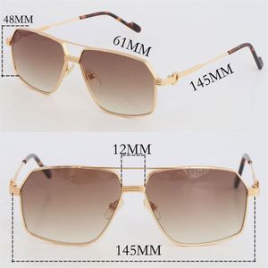 Ganz verkauft Metallstil Herren Sonnenbrille für Frauen großer quadratischer Silber 18K Gold Eimer mit Brillenlunetten Frau Unisex Brille S223H