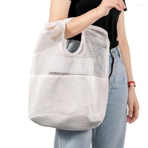 Shoppingväskor 2023 Trend Portable High Capacity Women Hollow Mesh Transparent handväska dubbelskikt värmebevarande stor picknickstrand