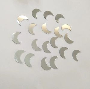 100pcs of Moon Shape Mirror Mosaic Tile Mini Glass Mosaic Tile Mirror Craft Mosaic DIY Tile for Art and Craft Wall Door Home 231222