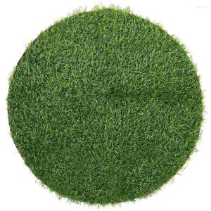 Table Cloth Artificial Grass Mats Green Fake Turf Tiles Placemats Synthetic Round Mat Patch Realistic Rug