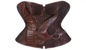 Bustiers Corsets Plus Size Steampunk Corset Gothic Punk Brown Overbust Leather Corselety Zip Burlesque Basked Lingerie Top Womenb5972494