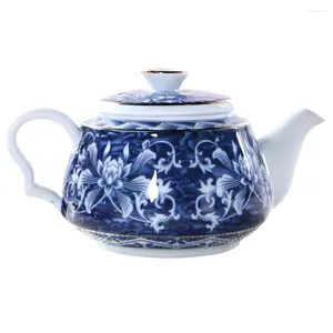 Set di stoviglie in ceramica di teiera in porcellana blu e bianca con manico in ceramica in stile cinese bollitore da viaggio domestico per piano cottura