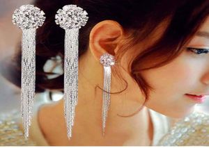 Dangle Chandelier Trendy Long Tassel Crytal Party Drop Earrings For Women Silver Color Female Fashion Jewlery Shinning Luxury Ha3219985