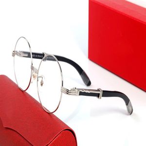 Okrągłe okulary przeciwsłoneczne Buffalo Horn dla mężczyzn kobiety szklane okulary słoneczne vintage designerskie okulary w złotej srebrnej ramie brązowe drewniane nogi EY292C