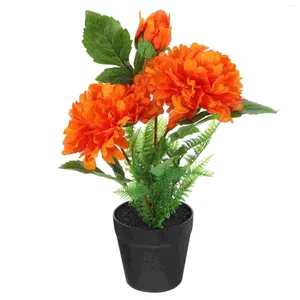 Dekorativa blommor Simulerade Peony Bonsai Artificial Flower Peonies Faux i Pot Plastic Basin