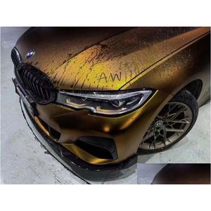 Araba Çıkartmaları Mat Metalik Gece Yarısı Altın Vinil Wrap Film Yapışkan Çıkartma Koyu Altın Metal Folyo Rulo Hava Bırakma Damlası Domun