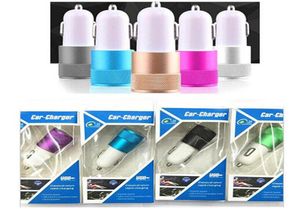 Real 21a Metal Dual USB Port Car Charger Universal 12 Volt 1 2 amp 2 Carreiros de carro portuária para Samsung HTC LG com varejo PAC8388723