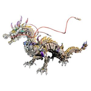 Blocos 50cm mecânico adorável dragão modelo kit diy montagem 3d quebra-cabeças grandes modelos de dragão metal punk (2030 + peças) l231223