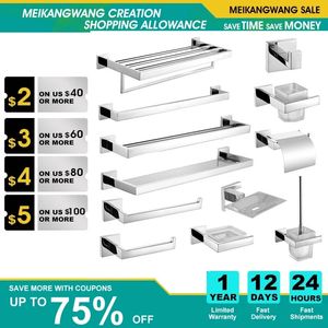 Spegel krom polerad badrum hårdvara rostfritt stål handduk rack toalettpapper hållare handduk bar krok badrumstillbehör 231222