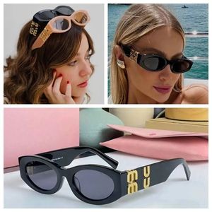 Miu Óculos de Sol Moda Óculos Oval Frame Designer Sunglass Womens Anti-radiação UV400 Lentes Polarizadas Mens Retro Óculos com Caixa Original AAA +