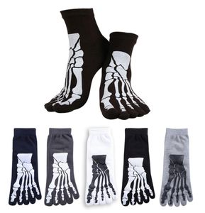 New Whole5 Colors Punk Rock Men039s 3D Print Terror Skeleton Toe Socks Hip Hop Scary Skull Five Finger Odd Sox Bone Male S6991011