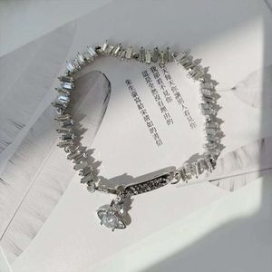Designer viviene Westwoods Viviennewestwood Live Streaming Trend Empress Dowager Xis Square Zirconia Bracelet a Woman with a Highend Feel and a Sparkling Saturn Ne
