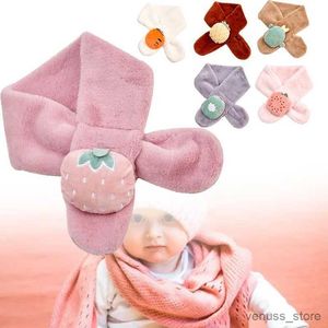 Scarves Wraps Winter Cute Baby Girls Coral Velvet Scarf Boy Toddler Kids Muffler Artificial Rabbit Fur Cross Type Fleece Scarves New Year Gift