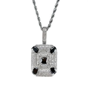 Fashion- Black Gemstone Collane a sospensione per uomini Diamanti quadrati occidentali collana di lusso vero