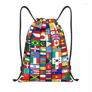 Shopping Bags 60 Flags Of Countries The World Drawstring Backpack Men Sport Gym Sackpack Portable International Gift Training Bag Sack