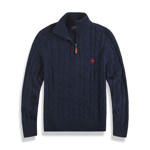 Magitore di design da polo maschile di fascia alta con follia folta con cerniera con cerniera a mezza cerniera Pullover a maglia casual, giacca di cotone a marca di piccoli cavalli