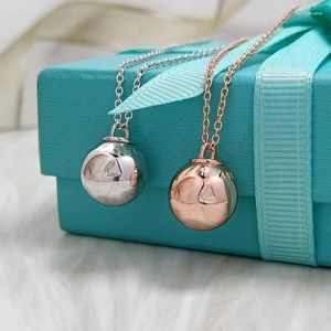 Pendant Necklaces Sterling Silver Necklace Fashion Beautiful Charm Jewelry Round Ball For Women Birthday Party Gift Girlfriends