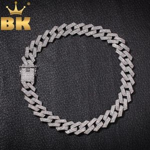 The Bling King 20mm Stecker Kubaner Linkketten Halskette Mode HipHop Schmuck 3reihe Strasshälfte Halsketten für Männer Q1121298B vereisert