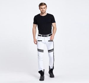 Men039s Dżinsy modowe męskie Slim Slim Fit Spodnie motocyklowe chude dżinsowe spodnie hiphopowe białe azjatyckie rozmiar 4274775