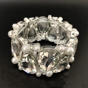 Bangle Women Pearl и Big Crystal Bangle для свадебной вечеринки выпускное шоу, показ лазарет, хрустящие украшения