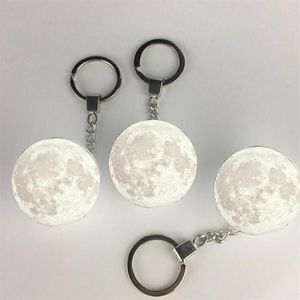 Nattljus Portable 3D Planet Keyring Moon Light Keychain Decoration Lamp Glass Ball Key Chain for Child Creative Gifts288f