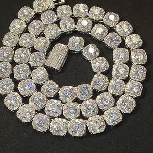 9mm kümelenmiş elmas tenis zincir bilezik gerçek katı buzlu erkek kadın kadın kübik zirkon taşları bling takı hip hop 16-20inch300b