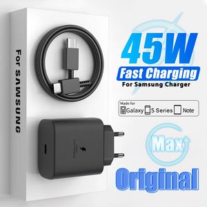 45W PD Super Fast Charger For Samsung Galaxy S23 Ultra Note 10 Plus USB Type C Cable High Speed wall charging set Galaxy S20/S21/S22/S10/S8/S6 European Standard Chargers