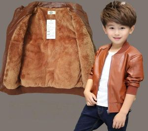 Retail 5 Colors Boys Girls Plus Cashmere Leather Gustic Coats Winter Kids Designer Jackets Fashion Luxury Drearer Scay Coat Outwea3910932