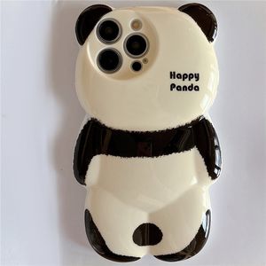 Симпатичный мультфильм 3D Panda Hairball Bear Phone Case для iPhone 15 14 13 12 11 Pro Max Стильный силиконовый ударный удар Soft Cover Funda Case Factory