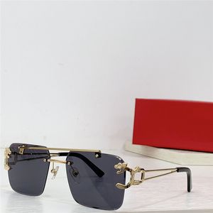 New fashion design square sunglasses 0382 rimless frame cut lenses metal animal temples simple and popular style outdoor UV400 protection glasses