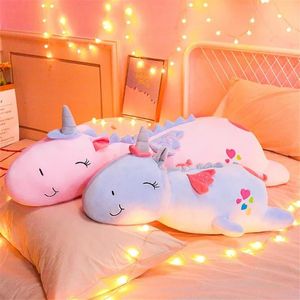 1pc 60cm fofo brilhante LED LED UNICORN Toys de pelúcia adorável travesseiro de unicórnio luminoso