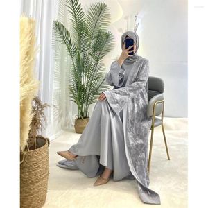 Ethnic Clothing Muslim Sets Fashion Women's Islamic Traditional Arab Lace Embroidery Dress Kaftan Abaya Robe Gown Two Piece