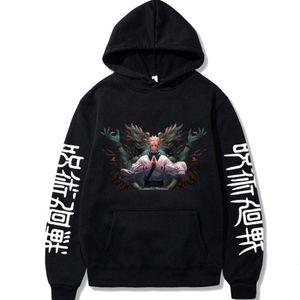 Ryomen Sukuna Hoodies 애니메이션 Jujutsu Kaisen 스웨트 셔츠 Haruku 그래픽 프린트 풀오버 패션 캐주얼 스트리트웨어 미학적 천