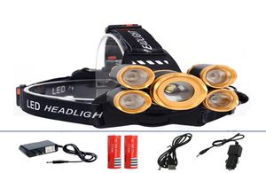 5 LED Headlight 16000 Lumens T6 Head Lamp High Power LED Headlamp +2pcs 18650 Battery +Charger+car charger1027878