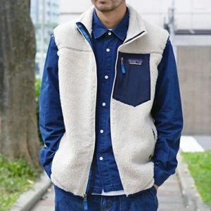 Men's Vests American Batas Vest Jacket Cardigan Lamb Fleece Coat Autumn Winter Casual Loose Fit Thickened Plush Double-sided Tank Top