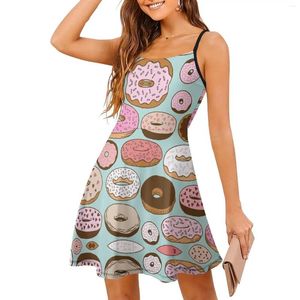 Casual Dresses Donuts Forever Women's Sling Dress Funny Novely Strappy Unique Sexy Woman's Gown Cocktails