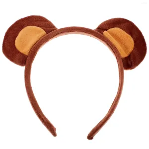 Bandanas Animals Women Hairband Brown Bear Ears Headband Plush Fluffy Decor Exquisite Miss Adorable Party Lovely