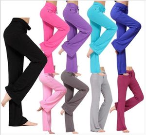 Flare Pants długie sport Bloomers Women Yoga Fitness Capris szeroko nogi spodnie swobodne mody Harem Pants Dance Slim Palazzo Loose Troub5035061