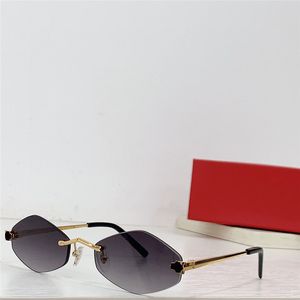 Ny modedesign rombform solglasögon 0522s metallram Rimlös enkel och populär stil mångsidig utomhus UV400 -skyddsglasögon