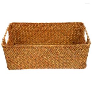 Servis uppsättningar St Brödkorg Stor vävd tvättlagring Tillbehör Box Desktop Fruit Organizing Pantry Wicker Home Supply Drop de DHRC6