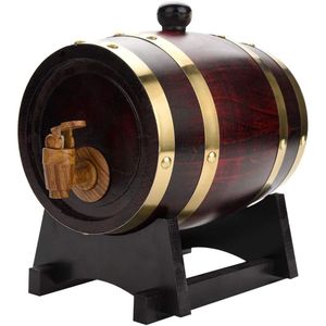 3L Wood Barrel Vintage Oak Beer Brewing Tools Tap Dispenser for Rum Pot Whisky Wine Bar Tools Home Whiskey Barrel Decanter 231222
