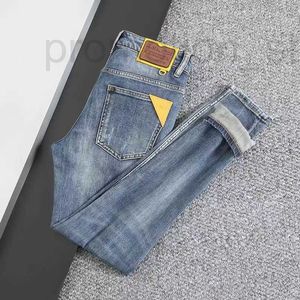 Jeans designer de jeans clássico europeu de jeans masculino Monograma de bordado de bordados costura de tendência de tendência de lágrimas para homens slim 51n6