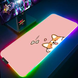 Rests Corgi Butt RGB Mouse Pad With Backlight Laptop Gamer Gaming Backbellit Mat PC Accessories Nonslip Deskmat Extended Mousepad XXL