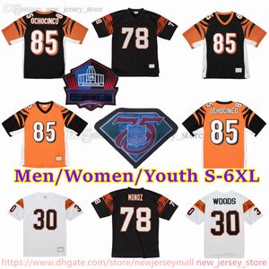 Custom S-6XL Throwback Football 7 BoomerEsiason Jersey Vintage 1967-1999 Stitch 78 AnthonyMunoz 85 ChadOchocinco 30 IckeyWoods 14 KenAnderson 13 KenRiley