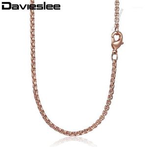 Chains Davieslee Chain Necklace For Women Men Stainless Steel Rose Gold Color Box Women's Whole 18-28inch LKN55513179