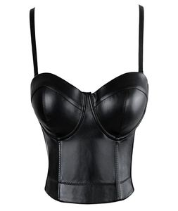 Sutiã de couro feminino tops góticos push up bra corsage sexy lingerie corset moda festa bra clube tops wear plus size9498774