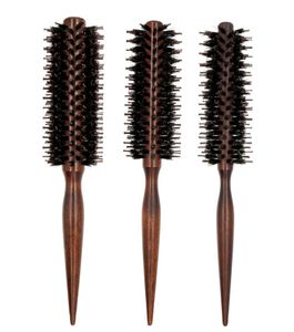 Anti estático Cabelo de javali reto Taroleiro de escova redondo pente de escova de cabelo de madeira para cabelos encaracolados9090424