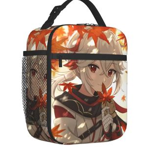 Taschen Genshin Impact Herbst Kazuha Isolierte Mittagstasche für Frauen angemessene Anime -Spiel Kühler Thermal Lunchbox Kinder Schulkinder