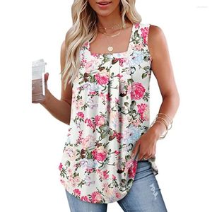 Женские танки Vmeslty Chic Summer Styly Styleveless Floral Print Design Tops Tops Cool Post Fort